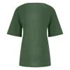 Womens Summer Tops Linen Cotton Casual Loose Shirt Short Sleeve Button Down Blouse Oversized Embroidered Floral Shirt view 4