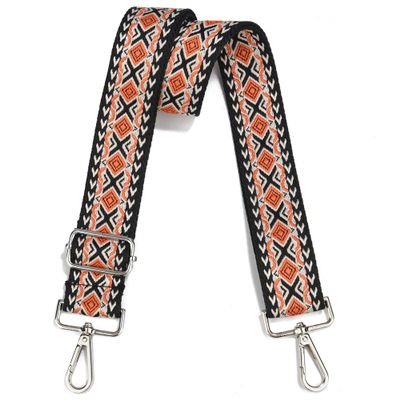 Crossbody Straps for Purses Silver Hardware Purse Strap Wide Shoulder Strap Adjustable Replacement,Retro Jacquard Embroidery for Shoulder Bags, Canvas Tote Handbags