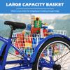 DoCred Adult Mountain Tricycle, 7 Speed Three Wheel Bikes, 24/26 Inch Adults Trikes for Women Men with Shopping Basket, Multi-Colors view 3