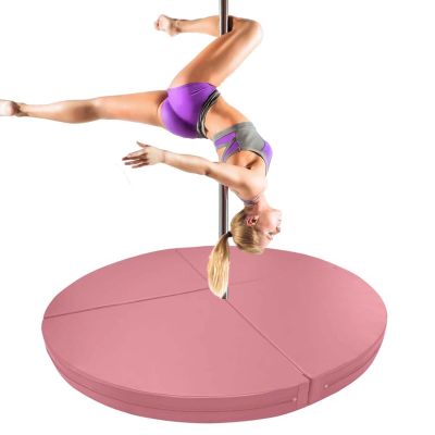 Innovz Round Folding Crash Mat for Pole Dancing, 1" 2" 4" Thick Foam Safety Pad for Gymnastics/Fitness/Aerial Yoga, Non-Slip PU Leather Anti-Collision (Color : Pink 2, Size : 150cmx3cm(59inx1.2in))