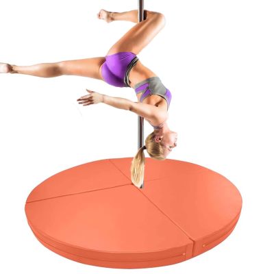 Innovz Round Folding Crash Mat for Pole Dancing, 1" 2" 4" Thick Foam Safety Pad for Gymnastics/Fitness/Aerial Yoga, Non-Slip PU Leather Anti-Collision (Color : Orange, Size : 200cmx3cm(78.7x1.2in))
