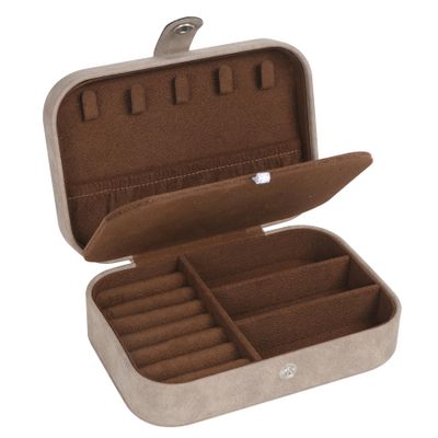 Hatori Travel Jewelry Box, PU Leather Small Jewelry Organizer for Women Girls, Portable Mini Travel Case Display Storage Holder Boxes for Stud Earrings, Rings, Necklaces, Bracelets (Brown)