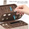 Hatori Travel Jewelry Box, PU Leather Small Jewelry Organizer for Women Girls, Portable Mini Travel Case Display Storage Holder Boxes for Stud Earrings, Rings, Necklaces, Bracelets (Brown) view 4