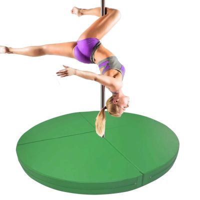 Innovz Round Folding Crash Mat for Pole Dancing, 1" 2" 4" Thick Foam Safety Pad for Gymnastics/Fitness/Aerial Yoga, Non-Slip PU Leather Anti-Collision (Color : Green, Size : 200cmx3cm(78.7x1.2in))
