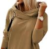 Women's Long Sleeve Tunic Dresses Long Pullover Hooded Sweatshirt Mini Dress Casual Oversized Hoodie with Pocket (XX-Large,Khaki) view 2