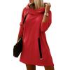 Generic Women's Long Sleeve Tunic Dresses Long Pullover Hooded Sweatshirt Mini Dress Casual Oversized Hoodie with Pocket (Medium,Red) view 1