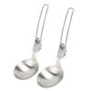 2Pcs 304 Stainless Steel Spoon - Metal Spoon with Foldable Handle - Large Round Spoons, Heat Resistant, Thick Heavy Duty for Camping Cycling Hiking - Kitchen Utensils view 1