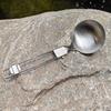 2Pcs 304 Stainless Steel Spoon - Metal Spoon with Foldable Handle - Large Round Spoons, Heat Resistant, Thick Heavy Duty for Camping Cycling Hiking - Kitchen Utensils view 2