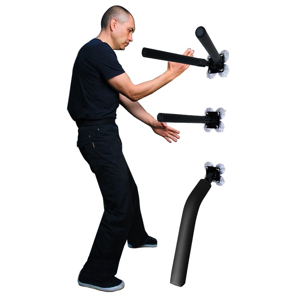 Blazea Set of 3 Wing Chun Dummy Arms and Leg, Light Weight Wing Chun Training Equipment, Wall Mount Spring Pile Sticks for Home Apartment