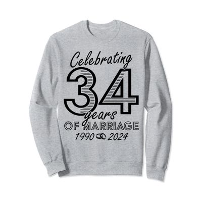 1990 34th 34 Years of Marriage Men Women Wedding Anniversary Sweatshirt