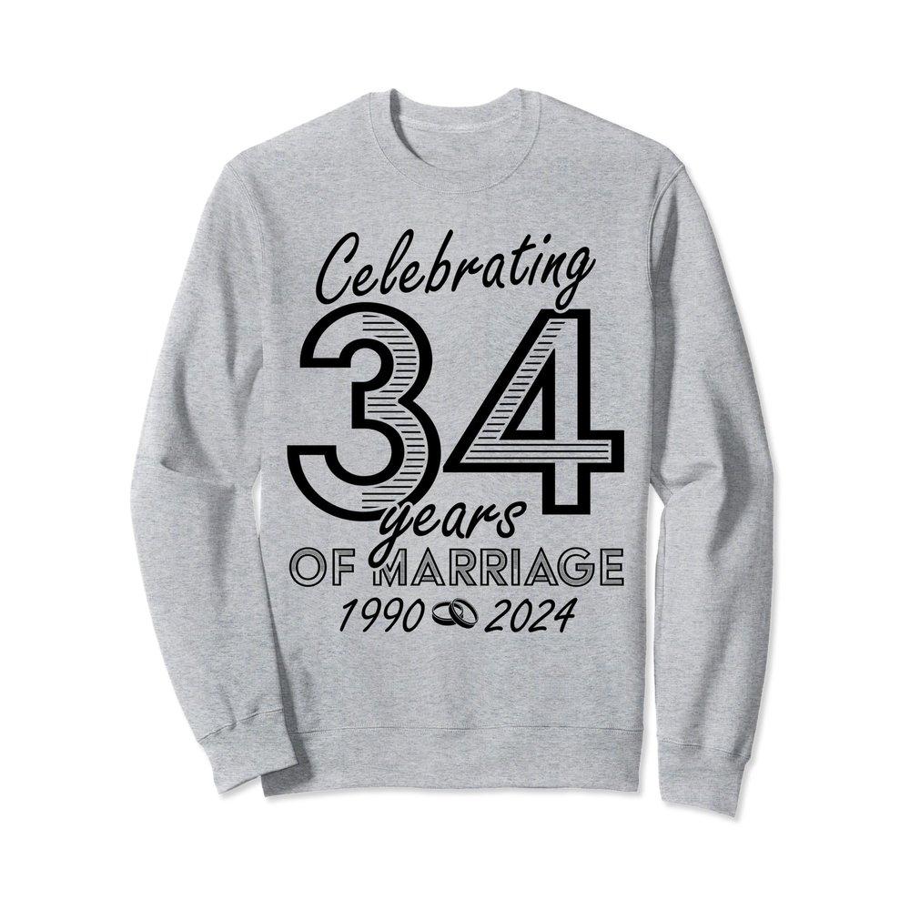 1990 34th 34 Years of Marriage Men Women Wedding Anniversary Sweatshirt