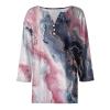3/4 Length Sleeve Womens Tops Henley Shirts Trendy V Neck Cute Casual Print Loose Fit Button Down Trendy Petite Plus Size Tops Three Quarter Sleeve T Shirts Summer Fall Clothes Pink 3XL view 3