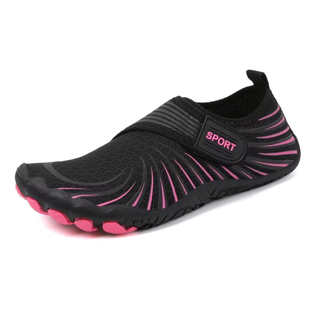 Zonkacen Male Female Fashion Comfortable Breathable Mesh Water Shoes for Swimming Pool Diving Surfing Wading Driving Jogging Running Black Pink 3.5 Men/4.5 Women