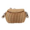 RXMORI Rattan Bike Basket,Wicker Woven Backpack Basket,Bike Basket Handwoven Backpack with Lid Shoulder Strap,Small Cute Rattan Basket for Cycling School Travel view 1