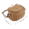 RXMORI Rattan Bike Basket,Wicker Woven Backpack Basket,Bike Basket Handwoven Backpack with Lid Shoulder Strap,Small Cute Rattan Basket for Cycling School Travel view 3