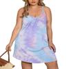 IN'VOLAND Womens Plus Size Nightgown Sleeveless Sleepwear Sleep Tank Chemise Sleepshirts Slip Night Dress (L-5XL) Purple Tie Dye view 1