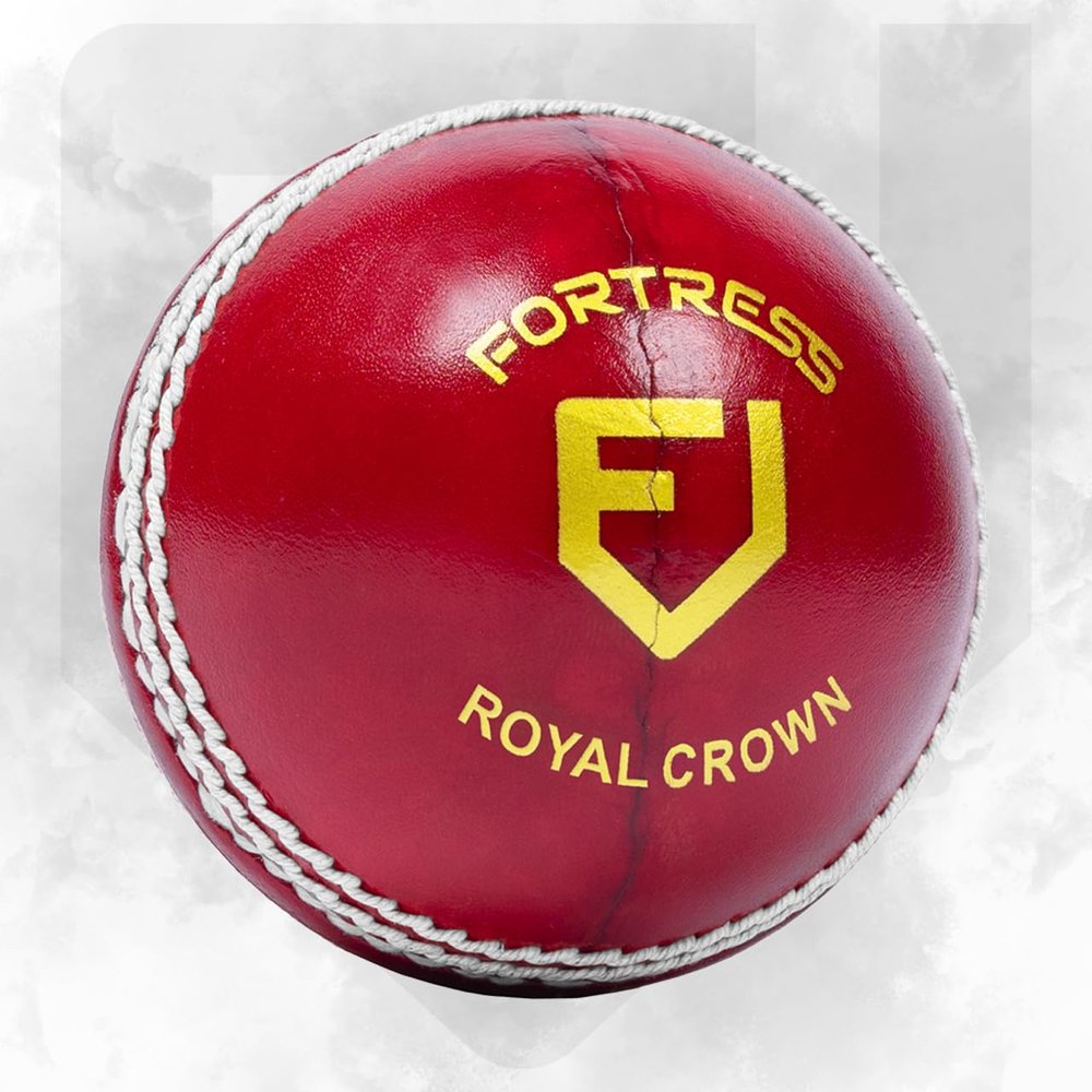 Fortress Royal Crown Cricket Balls  Premium Grade Hand Stitched Leather Cricket Ball [5.5oz, 5oz or 4.75oz]  4 Color Options (Red, Junior (4.75oz) - Pack of 24)