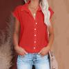 NaRHbrg Women's V Neck Button Down Shirts Cap Sleeve Casual Blouses view 2
