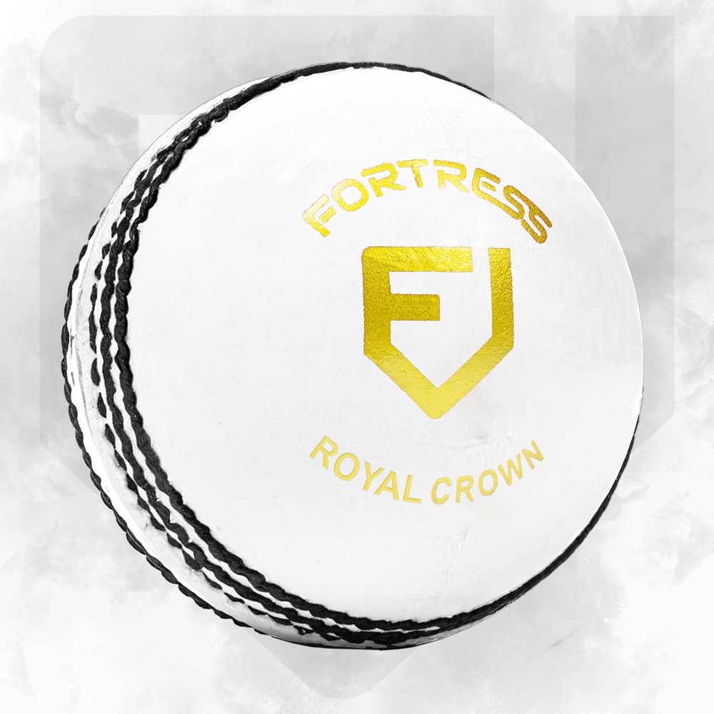 Fortress Royal Crown Cricket Balls  Premium Grade Hand Stitched Leather Cricket Ball [5.5oz, 5oz or 4.75oz]  4 Color Options (White, Men's (5.5oz) - Pack of 6)