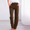 Lastesso Capri Pants for Women Plus Size Linen Pants Women Lightweight Summer Beach High Waist Straight Leg Cotton Outfits with Pockets Boho Lounge Pants view 2