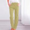Lastesso Linen Joggers for Women Linen Pants Women Lightweight Summer Beach High Waist Straight Leg Cotton Outfits with Pockets Boho Lounge Pants view 2