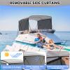 GAOMON 3 Bow Bimini Tops with Mesh Sidewalls Support Poles for Boats Durable Marine Grade Canvas Top Includes 2 Straps Storage Boot 1 Inch Aluminum Frame3 Bow 6'L x 46" H x 67"-72" W view 3