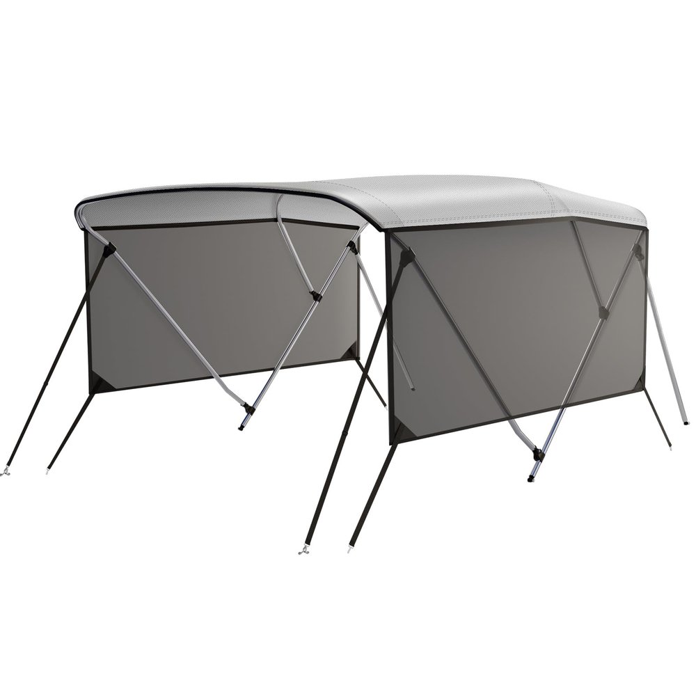 GAOMON 3 Bow Bimini Tops with Mesh Sidewalls Support Poles for Boats Durable Marine Grade Canvas Top Includes 2 Straps Storage Boot 1 Inch Aluminum Frame (3 Bow 6'L x 46" H x 61"-66" W)