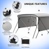 GAOMON 3 Bow Bimini Tops with Mesh Sidewalls Support Poles for Boats Durable Marine Grade Canvas Top Includes 2 Straps Storage Boot 1 Inch Aluminum Frame (3 Bow 6'L x 46" H x 61"-66" W) view 4