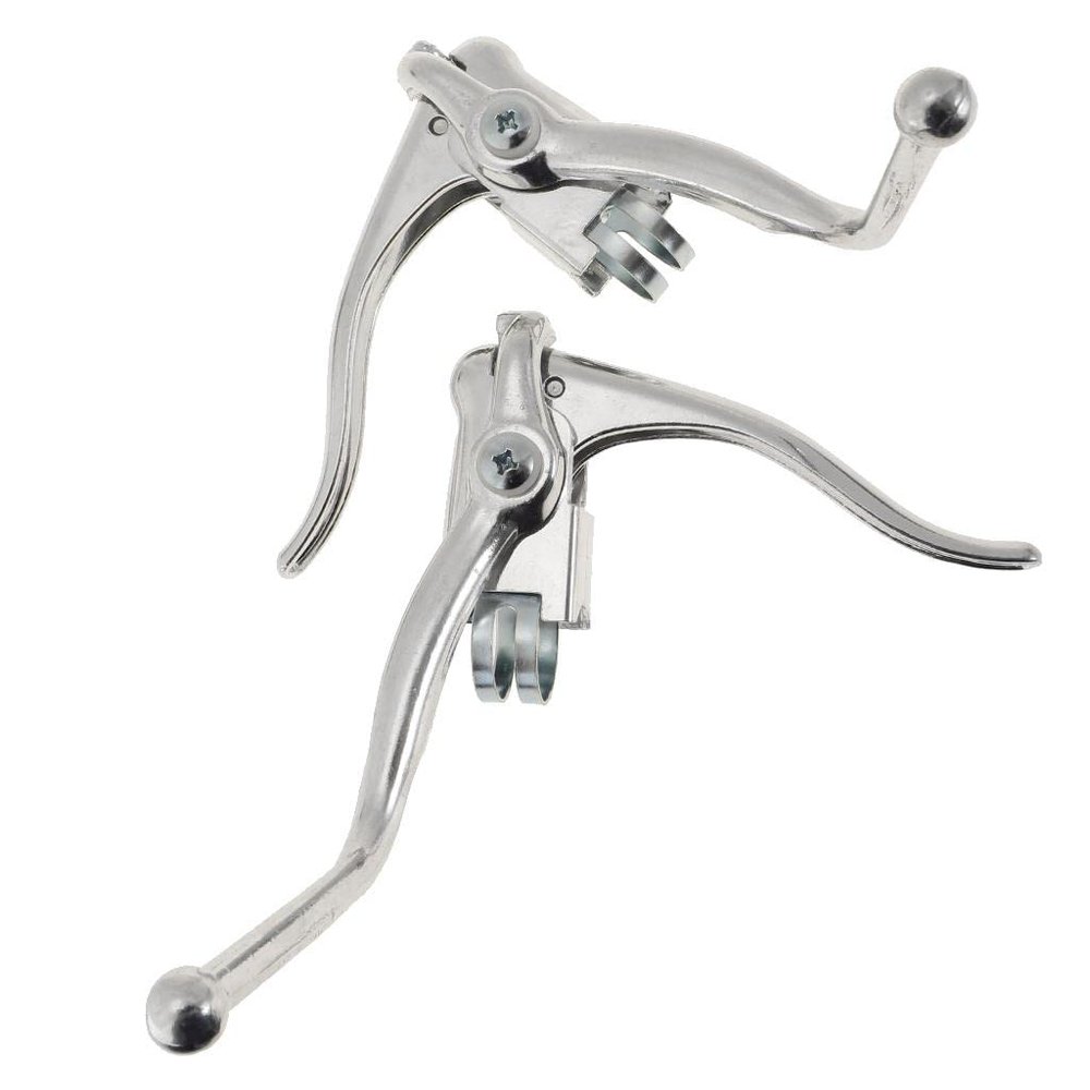 Generic A Pair of Road Brake Levers Handlebrake Bent Drop Bar, as described, Silver