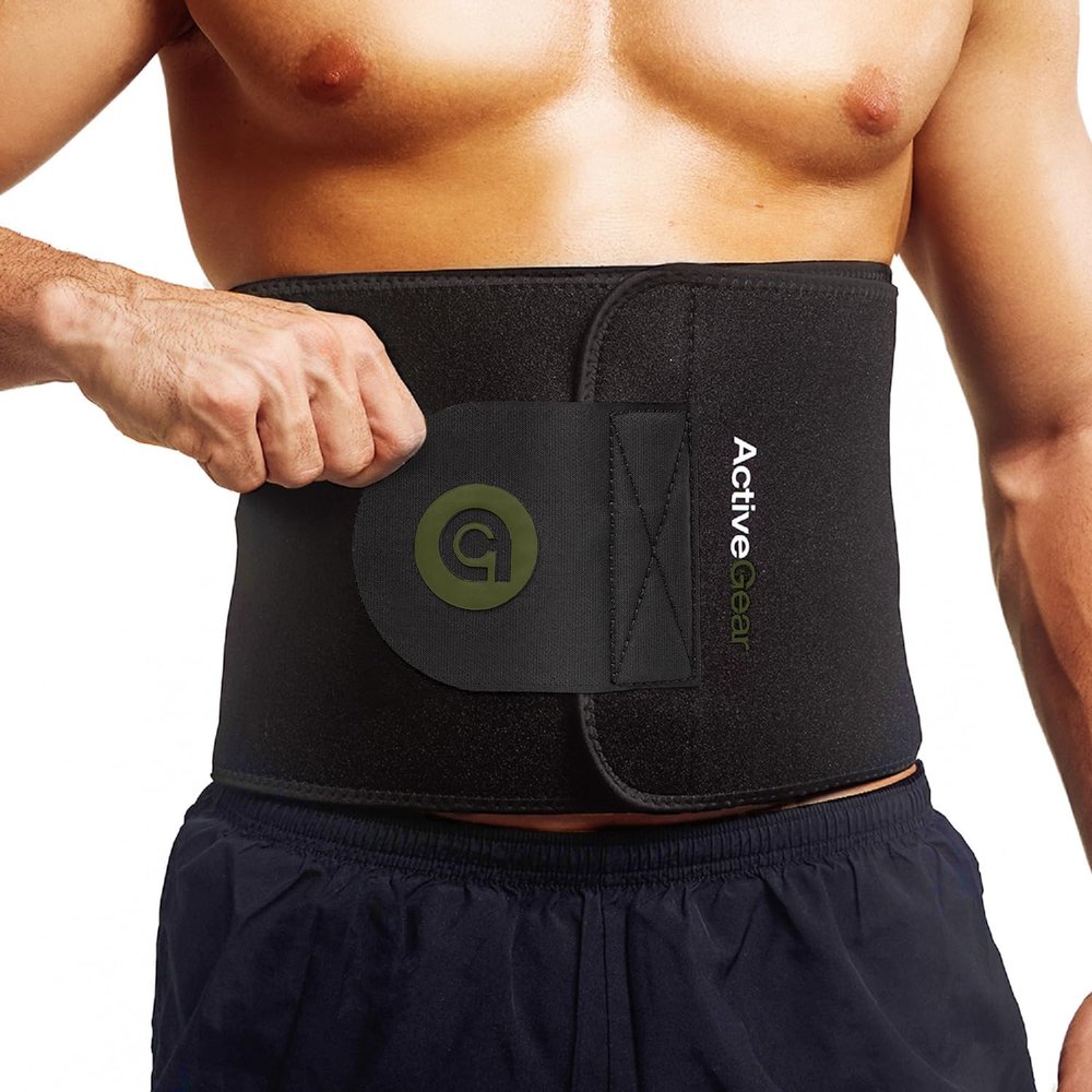 ActiveGear Waist Trimmer Belt for Stomach and Back Lumbar Support, Medium: 8" x 42" - Army Green