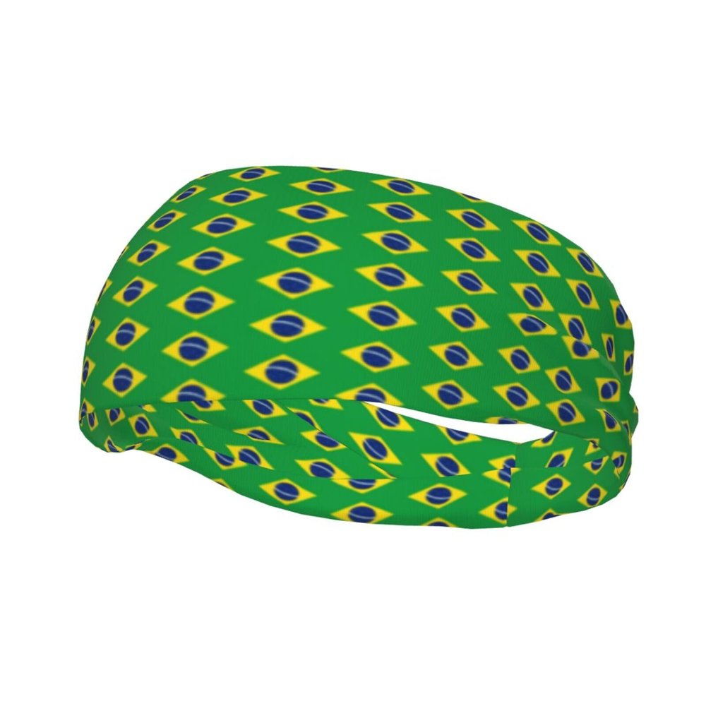 Brazil Flag Headband for Women Men Brazil Sweatband Sports Headband for Running, Cycling, Yoga,Hairband Sweatband