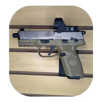 Hammy3DPrints Mount for FN 502 Tactical - Slatwall | Pistol Holder Handgun Storage Rack (Facing Left, Decorative Dyn. Slotwall)