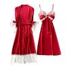 Akklian Pajamas for Women Satin Robe Set 2 Piece Sexy Pajamas Sets Babydoll Lace Cami Nightgown Soft Silk Robes Nightwear view 1