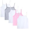 dELiA*s Girls Camisole - 5 Pack 100% Cotton Soft and Breathable Cami Tank Top Girls Undershirts (Sizes: 2T-14), Size 4T, White/Pink/Grey view 1