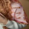 Maria Veils Catholic Mantilla Mass Infinity Chapel Head Covering - Lace Veil, Spanish Style - Long (Gold/Pink) view 3