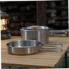 Folding Handle Camping Pot Set Durable Stainless Steel Cooking Pan for Outdoor Barbecue Hiking and Picnics Lightweight Portable Cookware for Prep view 3