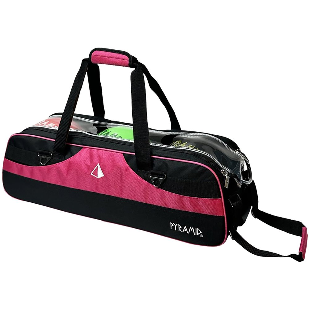 Pyramid Path Slim Triple Tote Roller Bowling Bag Black/Hot Pink (No Shoe Pocket)