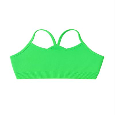 Kurve Girls' Underwear Crop Training Bra, Seamless Racerback Crop Top, UV Protective Fabric UPF 50+ (Made with Love in The USA), Neon Green, Large/X-Large (Ages 12-16)