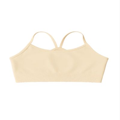 Kurve Girls' Underwear Crop Training Bra, Seamless Racerback Crop Top, UV Protective Fabric UPF 50+ (Made with Love in The USA), Nude, Medium/Large (Ages 9-14)