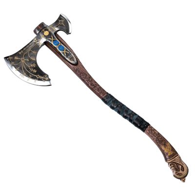 AncientSmithy Kratos Leviathan Axe Metal Replica - Hardened High Carbon Steel Blade - Carved Ashwood Handle - Real Krato Functional Axe