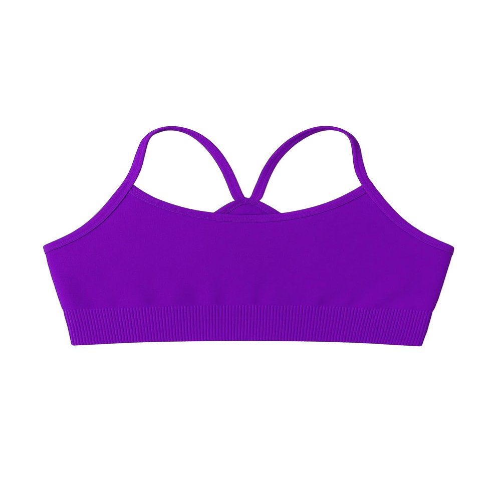 Kurve Girls' Underwear Crop Training Bra, Seamless Racerback Crop Top, UV Protective Fabric UPF 50+ (Made with Love in The USA), Neon Purple, Large/X-Large (Ages 12-16)