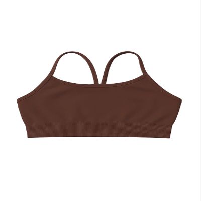 Kurve Girls' Underwear Crop Training Bra, Seamless Racerback Crop Top, UV Protective Fabric UPF 50+ (Made with Love in The USA), Choco, Medium/Large (Ages 9-14)