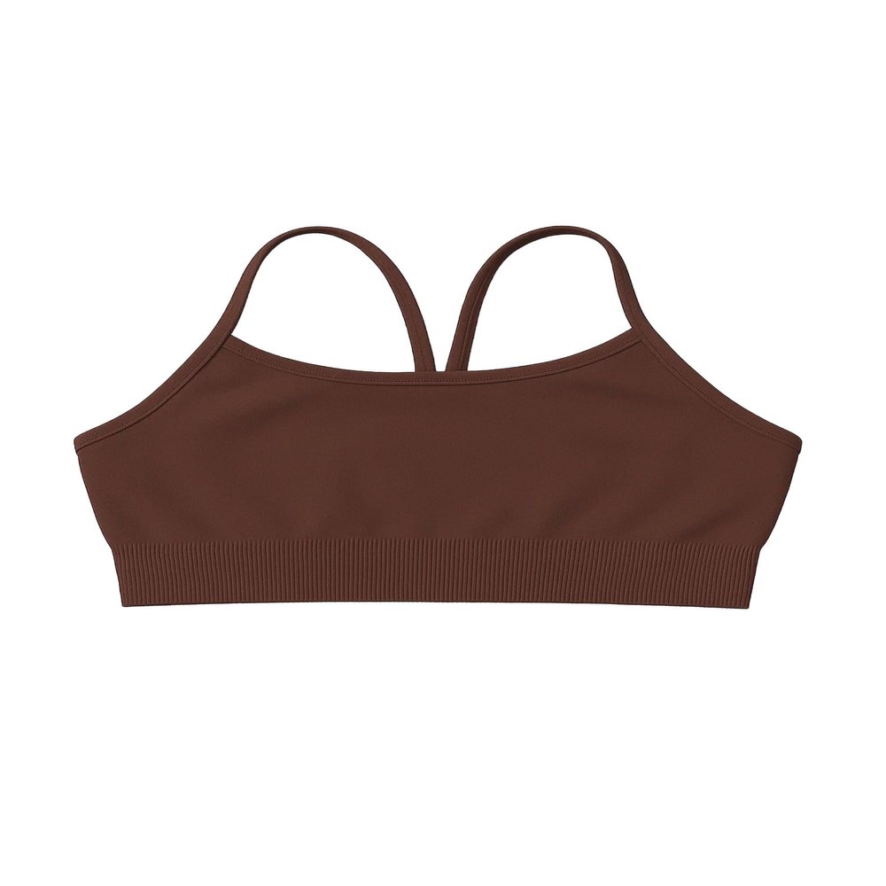 Kurve Girls' Underwear Crop Training Bra, Seamless Racerback Crop Top, UV Protective Fabric UPF 50+ (Made with Love in The USA), Choco, Medium/Large (Ages 9-14)