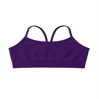 Kurve Girls' Underwear Crop Training Bra, Seamless Racerback Crop Top, UV Protective Fabric UPF 50+ (Made with Love in The USA), Eggplant, Medium/Large (Ages 9-14)