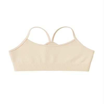 Kurve Girls' Underwear Crop Training Bra, Seamless Racerback Crop Top, UV Protective Fabric UPF 50+ (Made with Love in The USA), Pebble, Medium/Large (Ages 9-14)