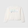 GAP Girls Sequin Logo Long Sleeve Tee New Off White M view 4
