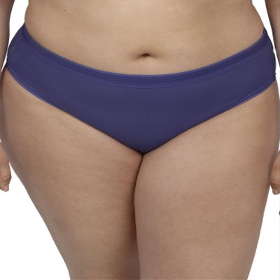 Curvy Couture Women's Sheer Mesh High Cut Brief Panty, Vintage Blue, Large
