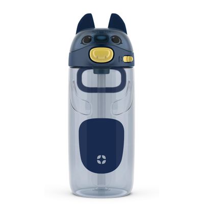 Ello Ellies 16oz Plastic Kids Water Bottle with Straw and Built-in Carrying Handle and Leak-Proof Locking Lid for School backpack, Lunchbox and Outdoor Sports, Dog