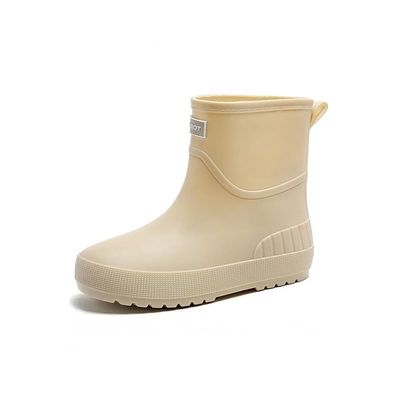 DDWRGD Women's Ankle Rain Boots Waterproof Chelsea Boots, Short Rain Boots for Women and Waterproof Garden Shoes Cute (Beige,5-5.5)
