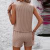 NineFit Basics Two Piece Sets for Women Sweatsuits Summer Sleeveless Tank Tops and Shorts Casual Knit Cotton Workout Sets Tracksuits, X-Large, Khaki view 3